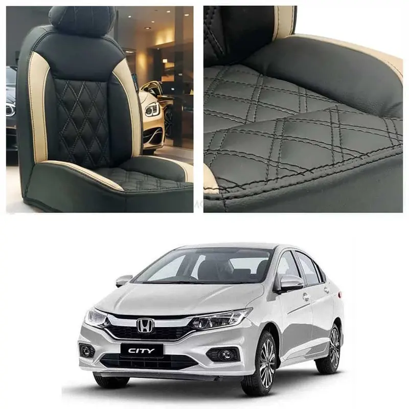 Honda City Diamond Cut Black Beige Seat Covers 2021 - 2025 1