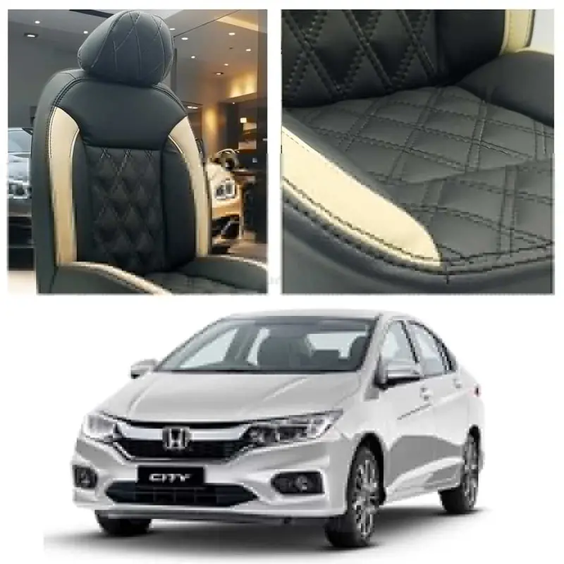Honda City Diamond Cut Black Beige Seat Covers 2021 - 2025 1