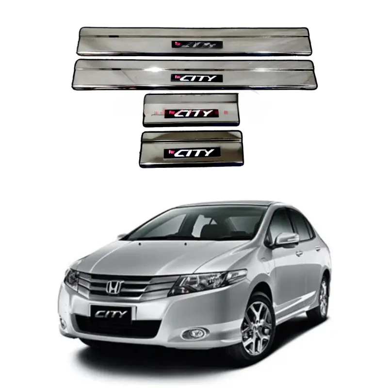 Honda City Door Sill Plate Chrome With Led Model 2009-2021 1