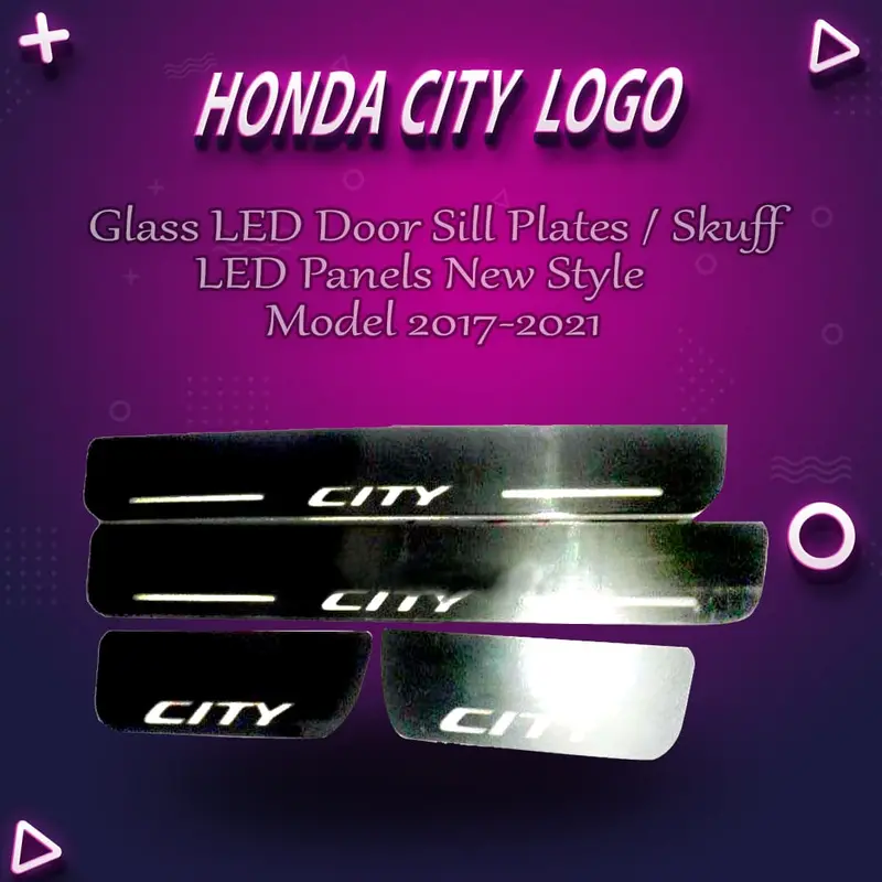 Honda City Glass Led Door Sill Plates / Skuff Led Panels New Style - Model 2017-2021 1