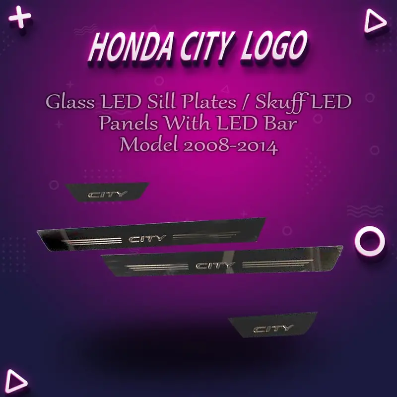Honda City Glass Led Sill Plates / Skuff Led Panels With Led Bar - Model 2008-2014 1