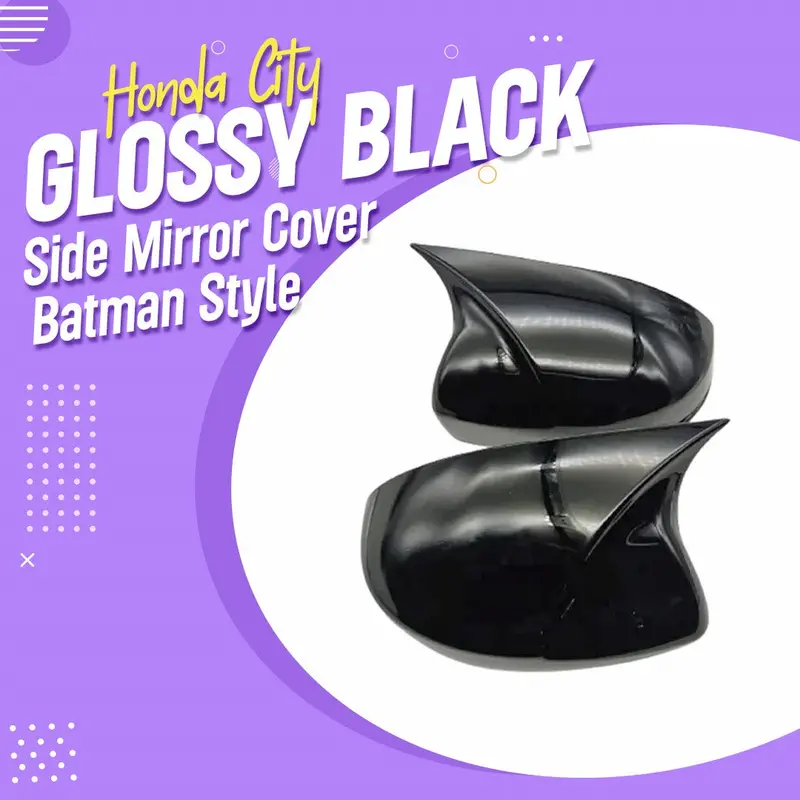 Honda City Glossy Black Side Mirror Cover Batman Style 2015 - 2020 1