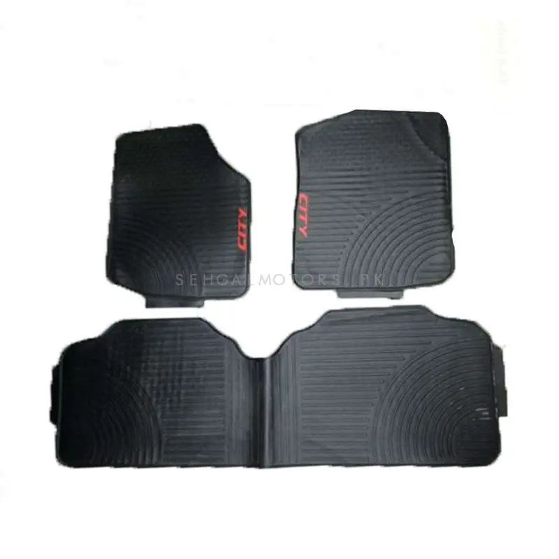 Honda City Heavy Duty Custom Fit Pvc Rubber Floor Mat 3 Pcs 2008 - 2021 - - Black Mix Design 2