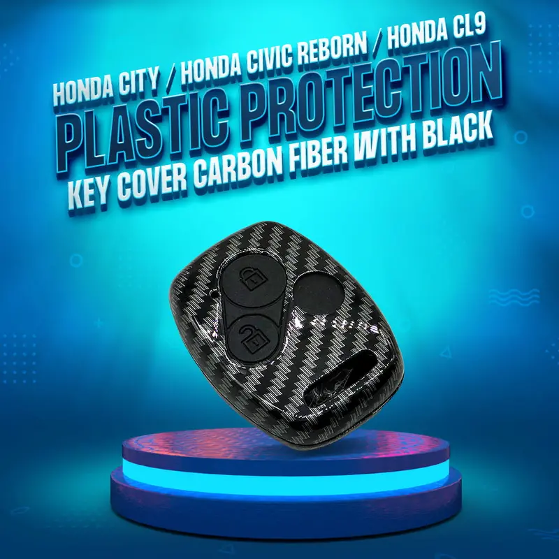 Honda City / Honda Civic Reborn / Honda Cl9 Plastic Key Cover 2 Button - - Carbon Fiber With Black Pvc 1