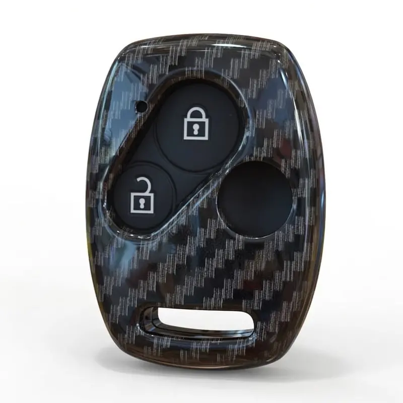 Honda City / Honda Civic Reborn / Honda Cl9 Plastic Key Cover 2 Button - - Carbon Fiber With Black Pvc 2