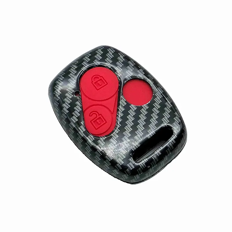 Honda City/Honda Civic Reborn/Honda Cl9 Plastic Key Cover Carbon Fiber - - With Red Pvc 2 Buttons 2