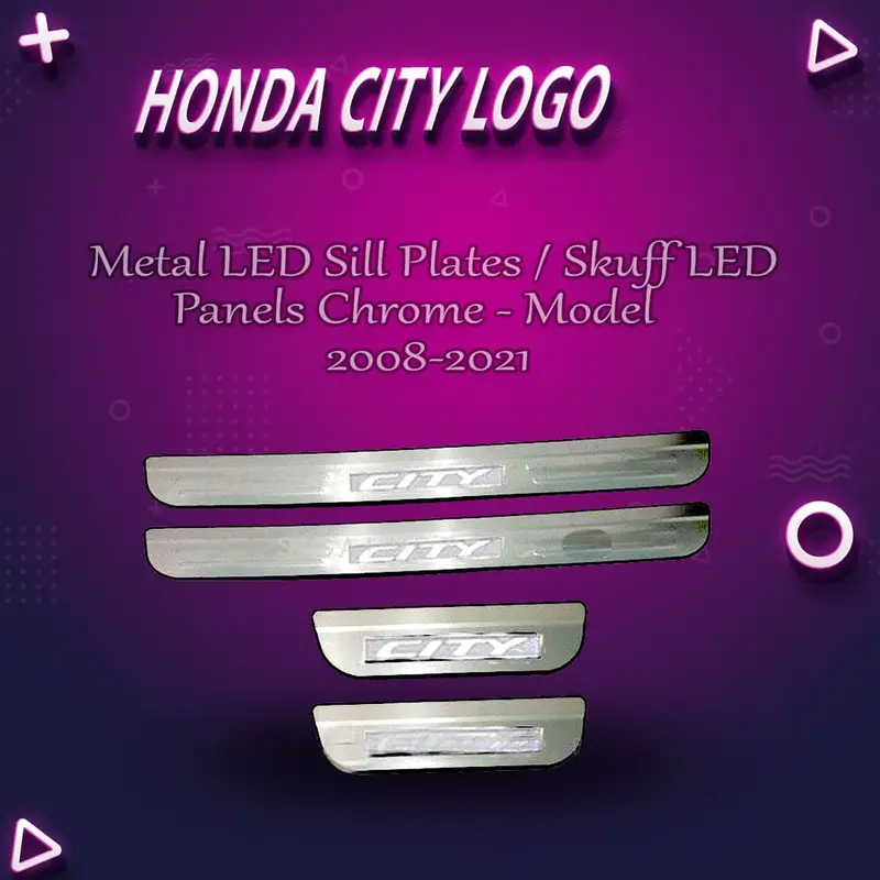 Honda City Metal Led Sill Plates / Skuff Led Panels Chrome - Model 2008-2021 1