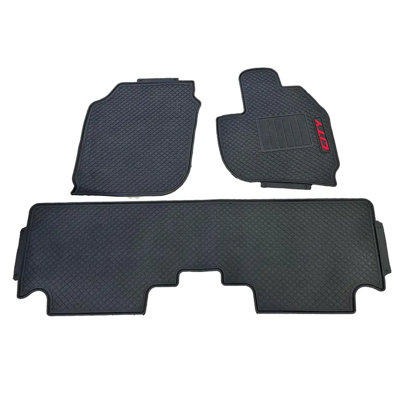 Honda City New Custom Fit Pvc Rubber Floor Mat 3 Pcs 2021 - 2025 - - Black Mix Design 2