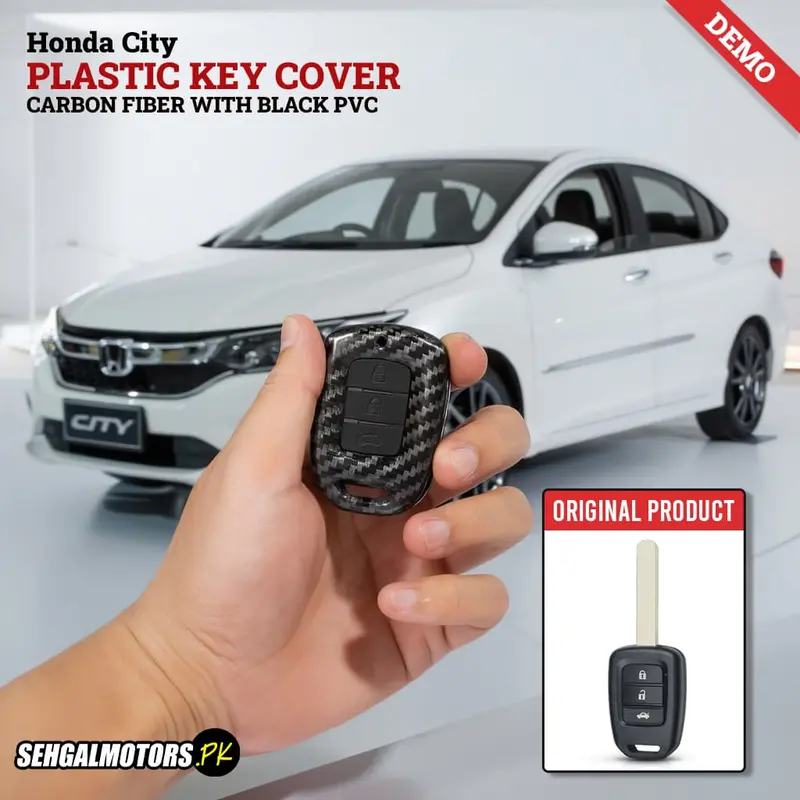 Honda City Plastic Key Cover Carbon Fiber With Black Pvc 2021 - 2025 1
