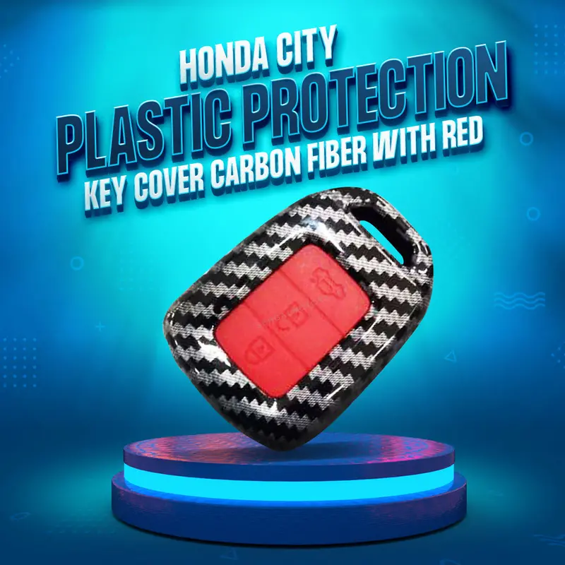 Honda City Plastic Key Cover Carbon Fiber With Red Pvc 2021-2025 1