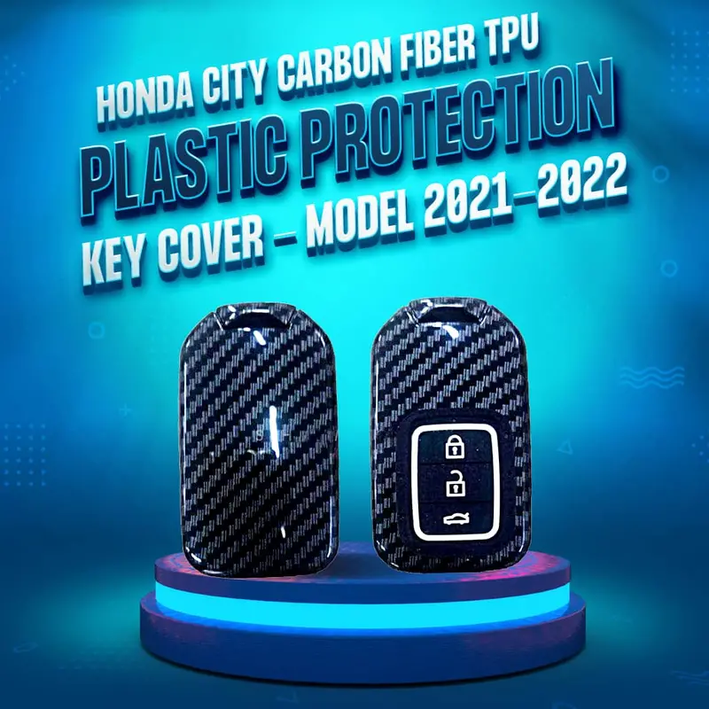 Honda City Plastic Protection Key Cover Carbon Fiber With Black Pvc 2021 - 2025 1