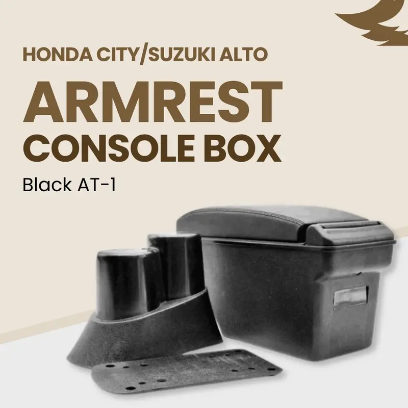 Honda City/Suzuki Alto Armrest Console Box Black At-1  Multi Stitch 1