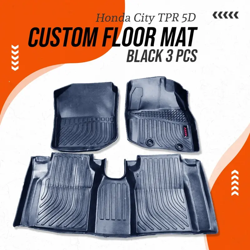Honda City Tpr 5D Custom Floor Mat Black 3 Pcs 2017 - 2021 1