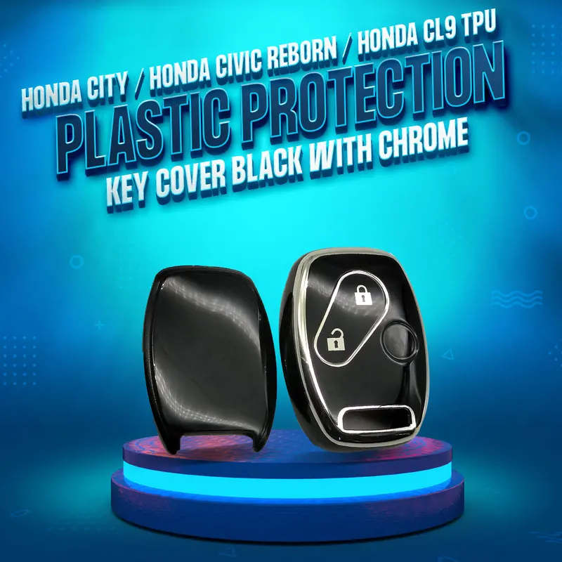 Honda City Tpu Plastic Protection Key Cover Black With Chrome  Buttons 1