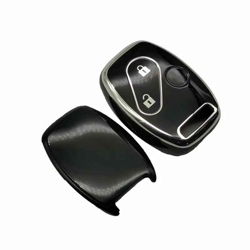Honda City Tpu Plastic Protection Key Cover Black With Chrome Buttons 2