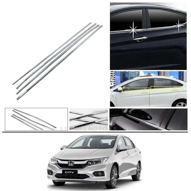 Honda City Window Chrome Weather Strips 4 Pcs 2021 - 2025 1