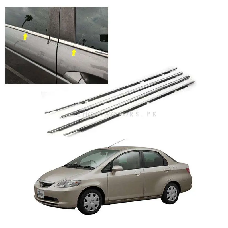 Honda City Window Weather Strip Chrome 2003 - 2006 - 4 Pcs 2