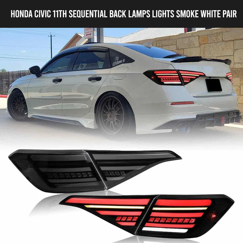 Honda Civic 11Th Sequential Back Lamps Lights Smoke White Pair 2022 - 2026 1