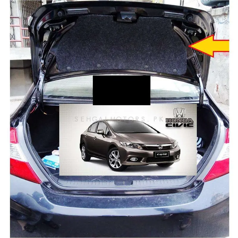 Honda Civic 2D Black Trunk Liner Cover 2012 - 2016 - Protector Lid Garnish Diggi Namda 2