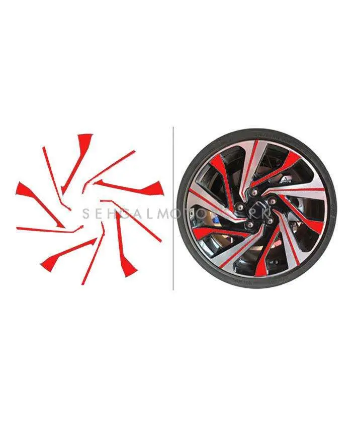 Honda Civic 3D Rim Sticker 16 Inches Carbon Fiber Red 2016 - 2021 2
