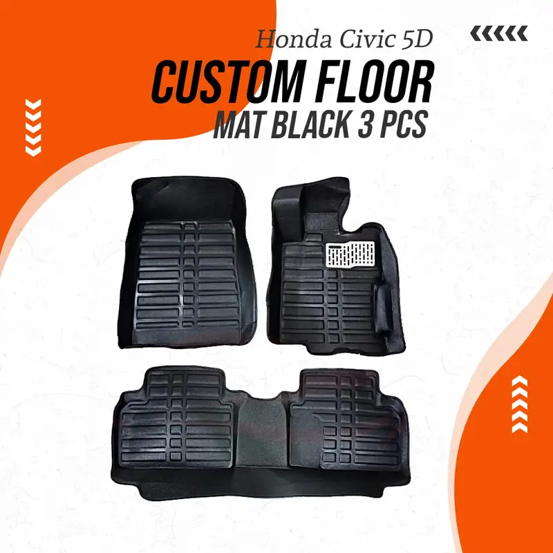 Honda Civic 5D Custom Floor Mat Black 3 Pcs 2012 - 2016 1
