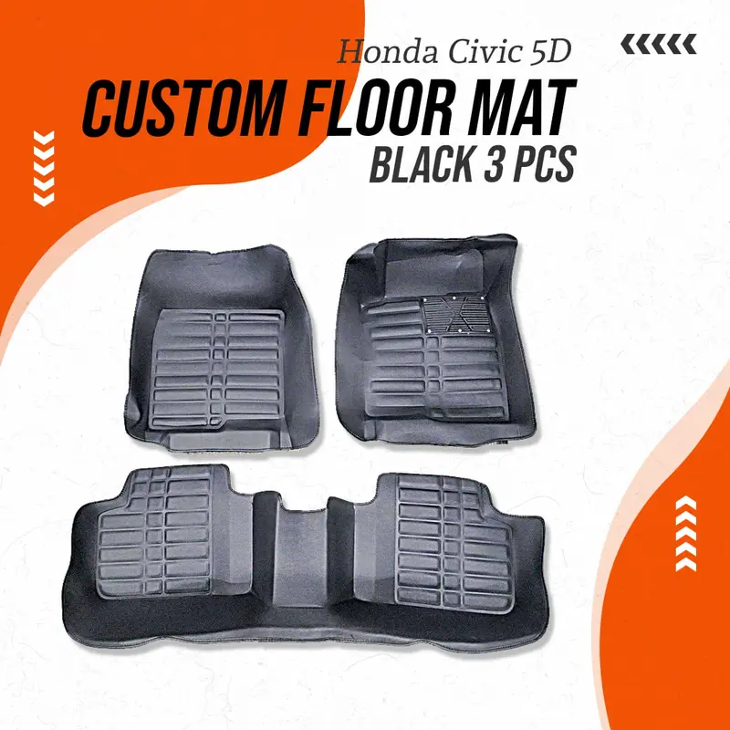 Honda Civic 5D Custom Floor Mat Black 3 Pcs 2022 - 2025 1