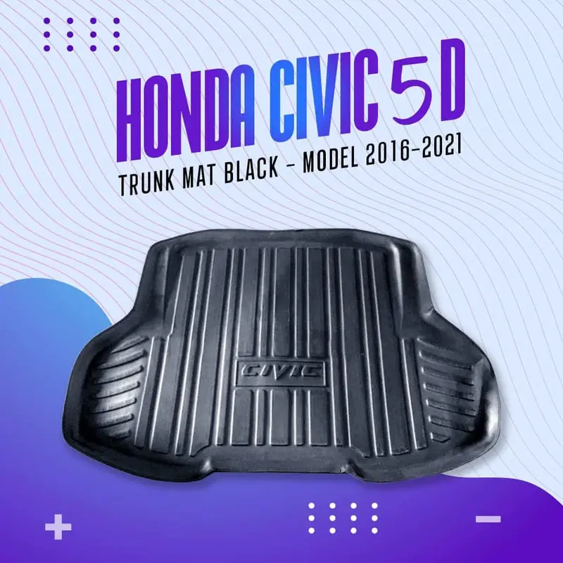 Honda Civic 5D Tpe Trunk Mat Black 2016 - 2021 - Cargo Boot Liner Diggi Protection Tray Cover 1