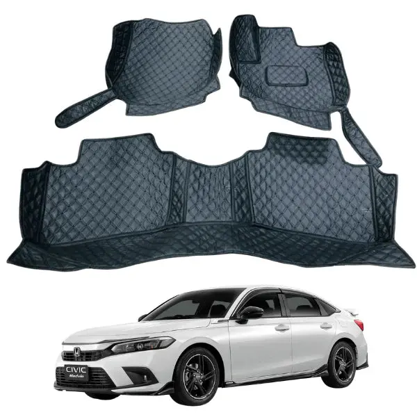 Honda Civic 7D Eco Floor Mat 3Pcs Black (With Multi Color Stitching) Model 2022-24 1