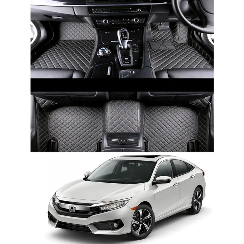 Honda Civic 7D Eco Floor Mat Black (With Multi Color Stitching) Model 2018-2021 1