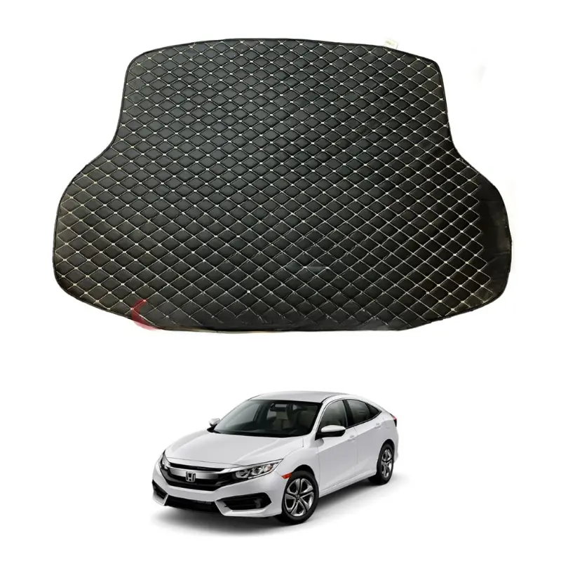 Honda Civic 7D Eco Trunk Mat Black With Beige Stitch Model 2016-2021 1