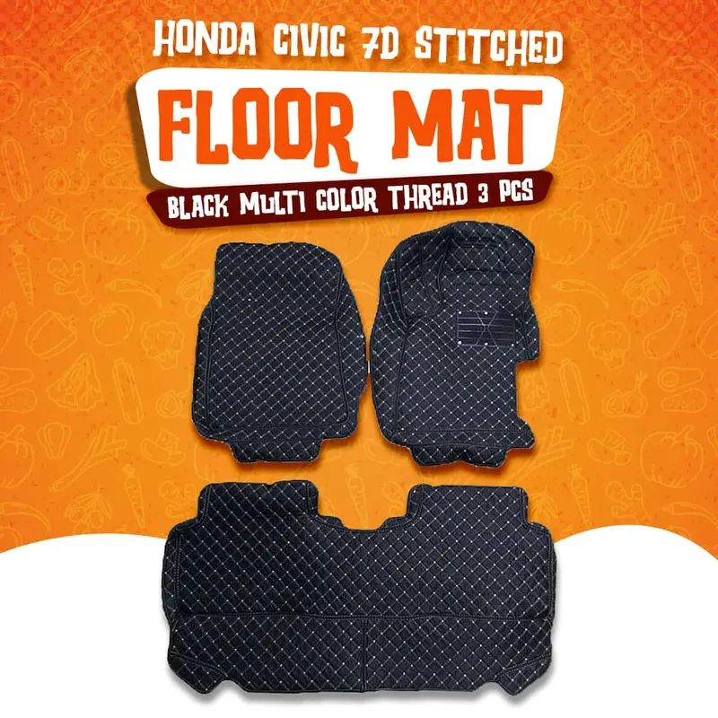 Honda Civic 7D Floor Mats - Black - 3 Pcs 2012 - 2016 1