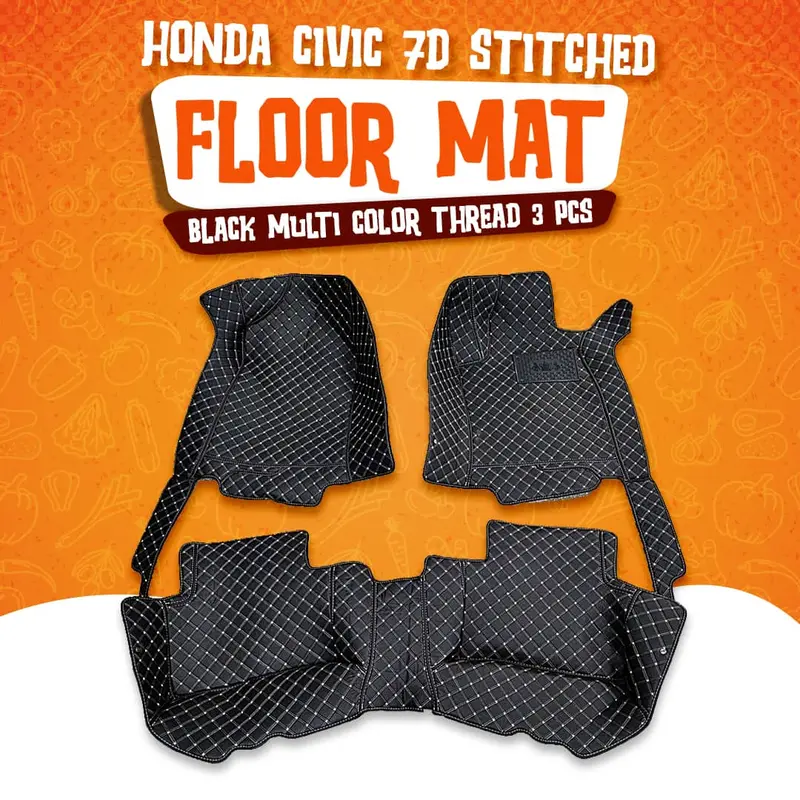 Honda Civic 7D Floor Mats - Black - 3 Pcs Set 2022 - 2025 1