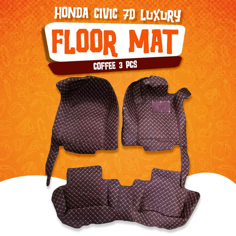 Honda Civic 7D Luxury Floor Mats  - 3 Pcs Set 2016 - 2021 1