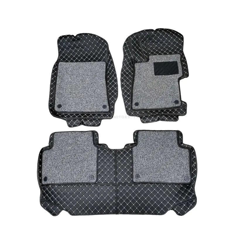 Honda Civic 9D Floor Mats Mix Thread 2012 - 2016 - Black With Grey Grass 2