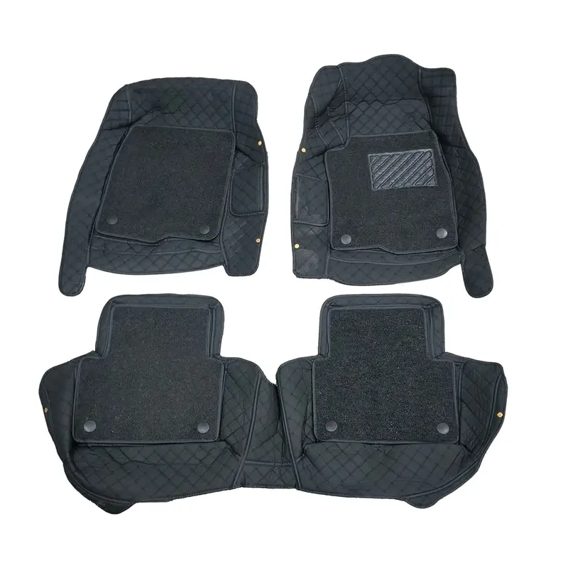 Honda Civic 9D Floor Mats Mix Thread 3 Pcs 2016 - 2025 - Black With Black Grass 2