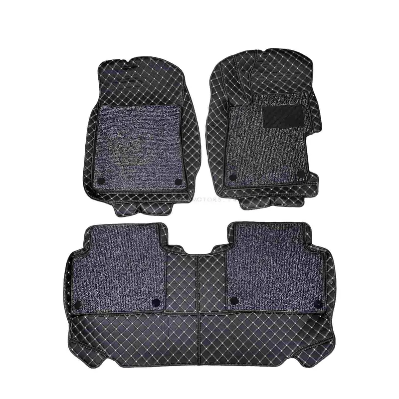 Honda Civic 9D Floor Mats With Mix Thread 3Pcs 2012 - 2016 - Black With Black Grass 2