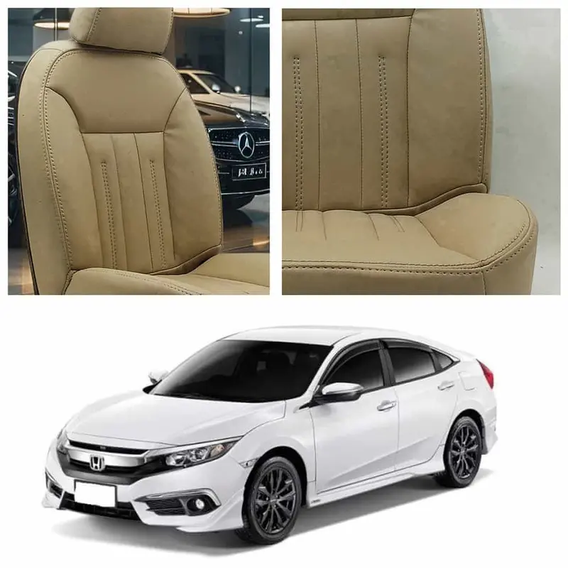 Honda Civic Audi Design Beige Seat Covers 2016 - 2021 1