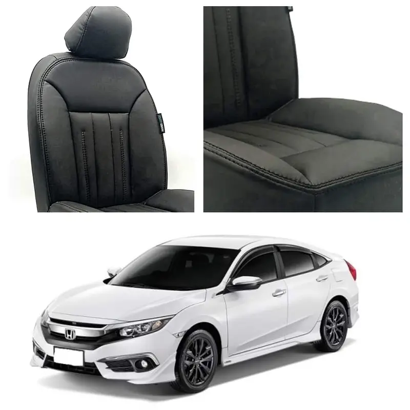 Honda Civic Audi Design Black Seat Cover 2016 - 2021 1