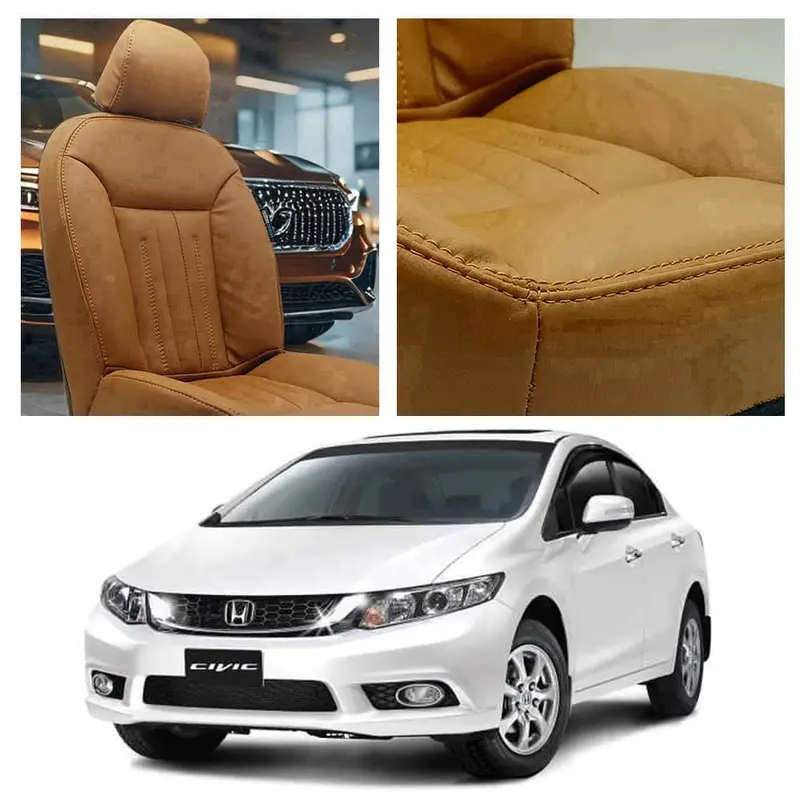 Honda Civic Audi Design Brown Seat Covers 2013 - 2015 1