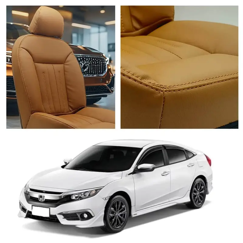 Honda Civic Audi Design Brown Seat Covers 2016 - 2021 1