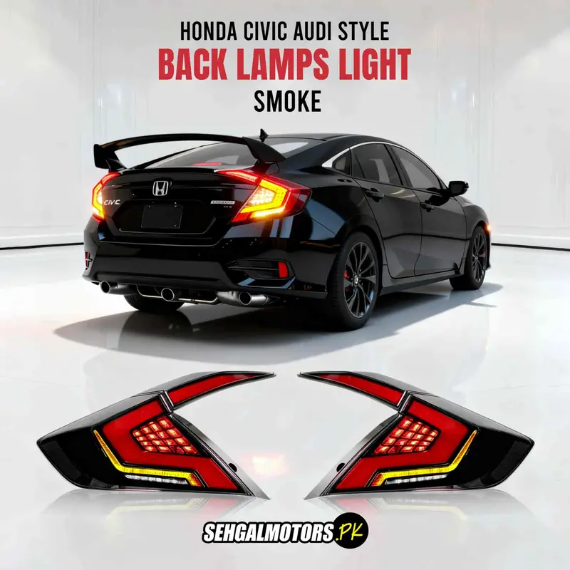 Honda Civic Audi Style Lava Back Lamps Light Smoke Red 2016 - 2021 1