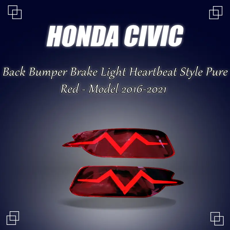 Honda Civic Back Bumper Third Brake Lamp Brake Light 2016 - 2021 - Heartbeat Style Pure Red 1