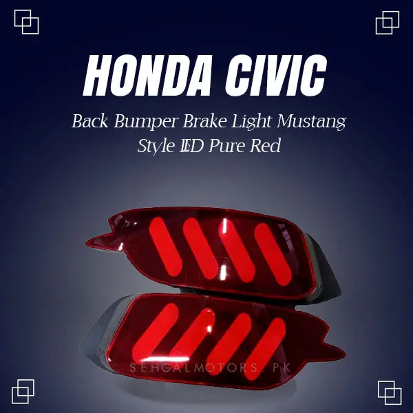 Honda Civic Back Bumper Third Brake Lamp Brake Light Mustang Style 2016 - 2021 - Led Pure Red 1