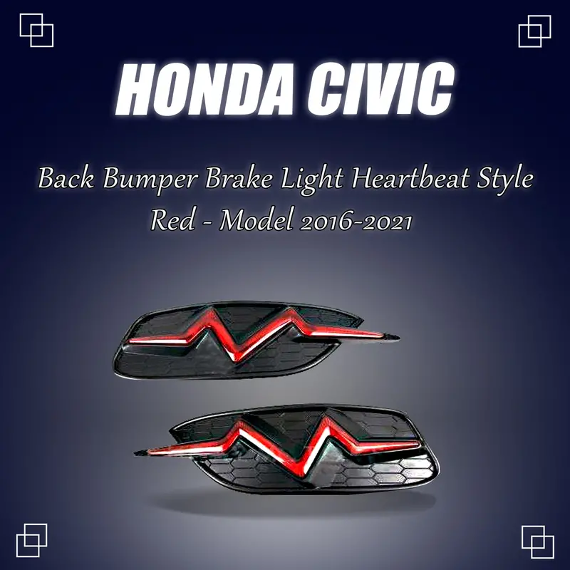 Honda Civic Back Bumper Third Brake Lamp Heartbeat Style Red 2016 - 2021 1