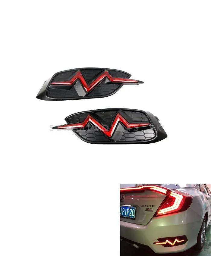 Honda Civic Back Bumper Third Brake Lamp Heartbeat Style Red 2016 - 2021 2