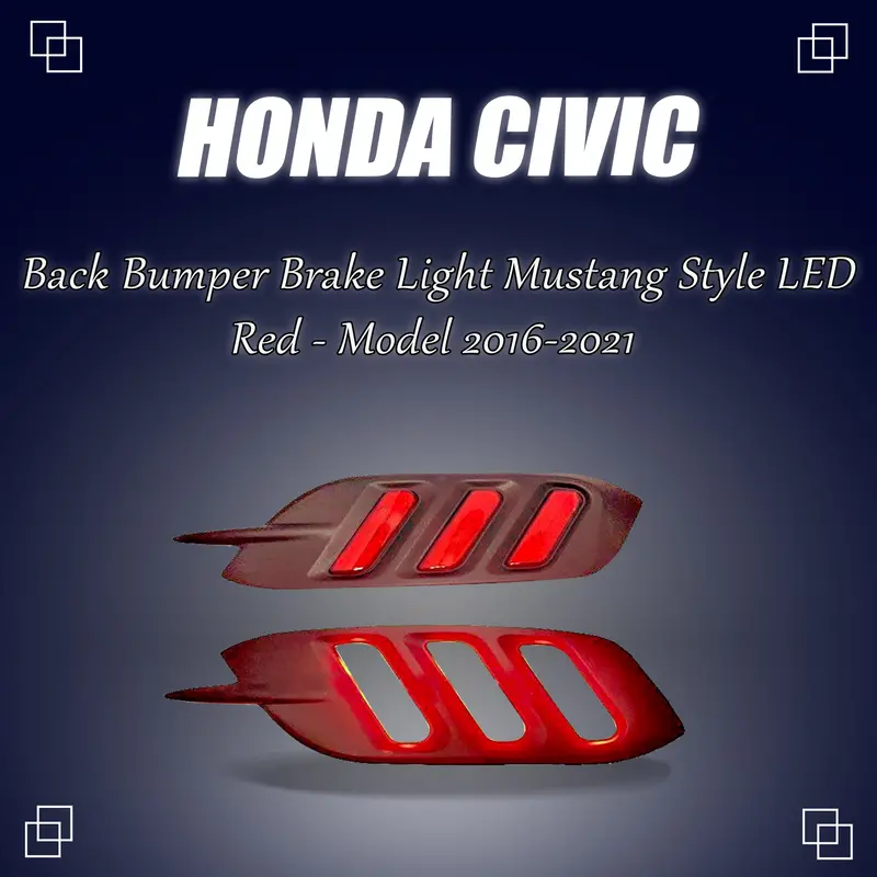 Honda Civic Back Bumper Third Brake Lamp Mustang Style Led Red 2016 - 2021 1