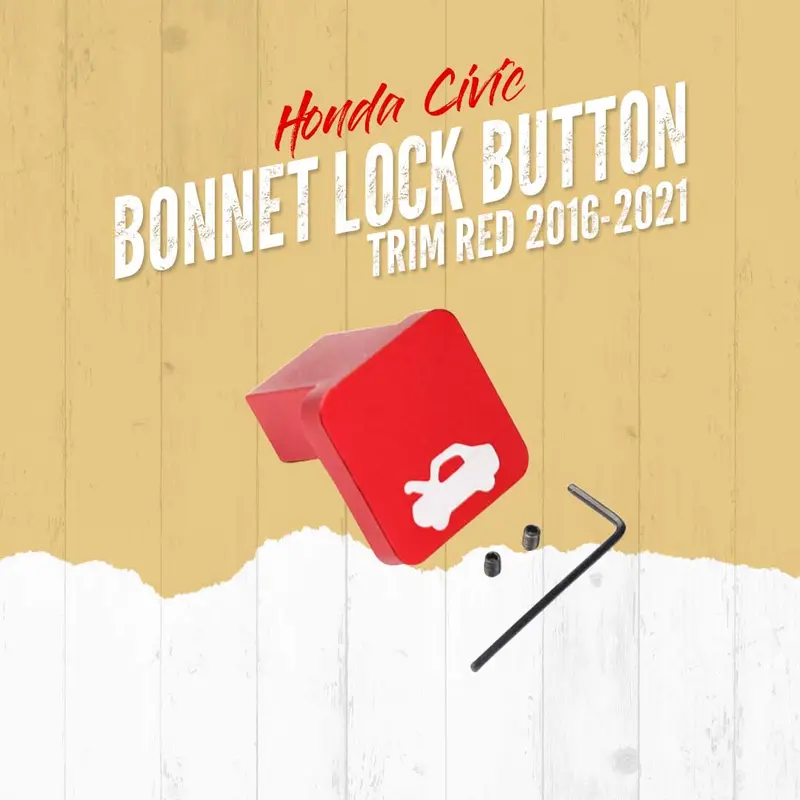 Honda Civic Bonnet Catcher Lock Button Trim Red 2016 - 2021 1