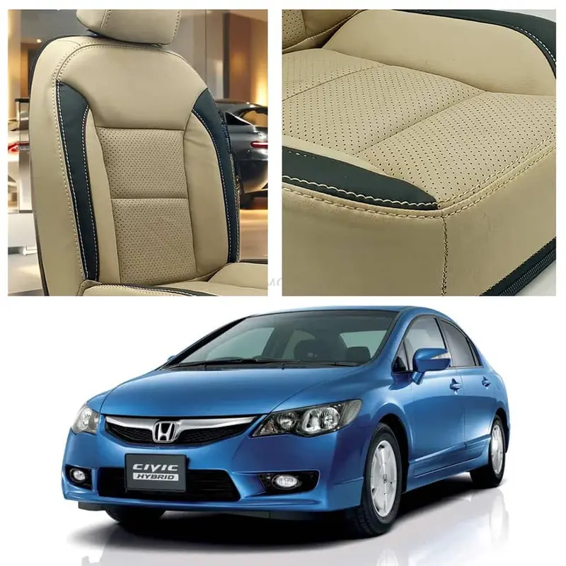 Honda Civic Breathable Beige Black Seat Covers 2006 - 2012 1