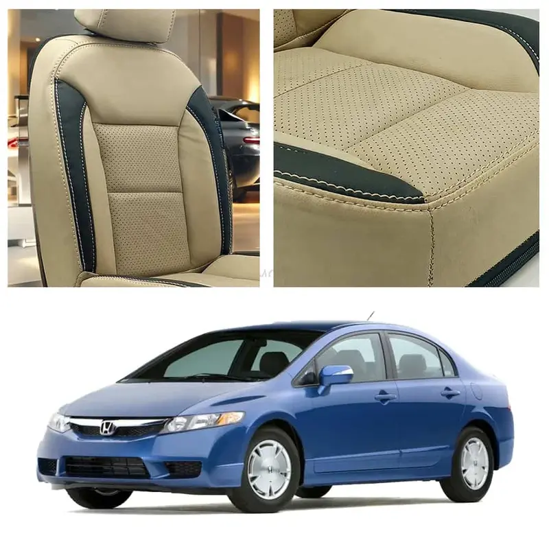 Honda Civic Breathable Beige Black Seat Covers 2022 - 2025 1