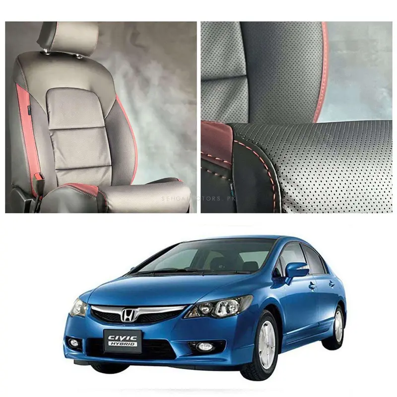 Honda Civic Breathable Black Red Seat Covers 2006 - 2012 1